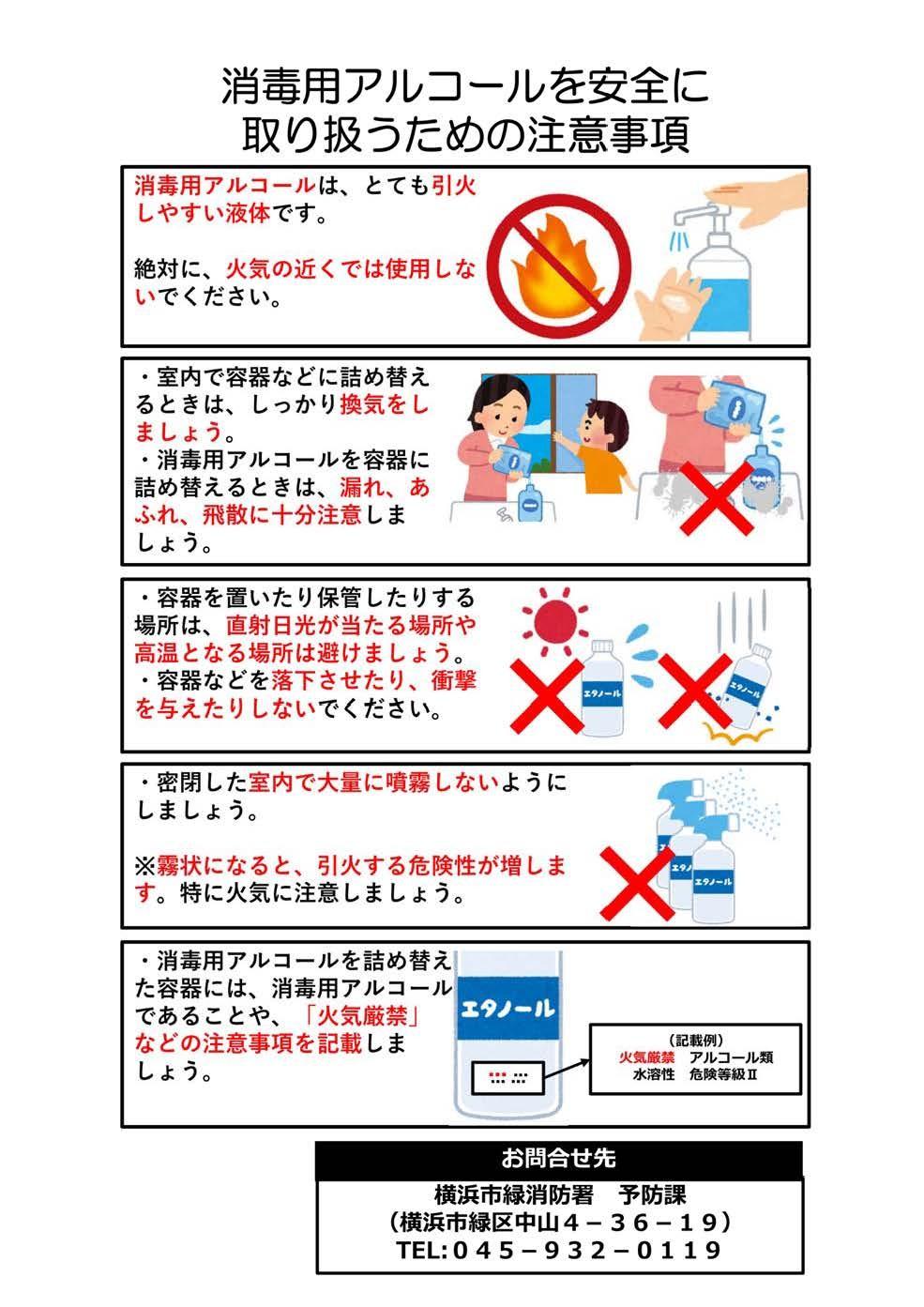 Poster of precautions for safe handling of disinfecting alcohol