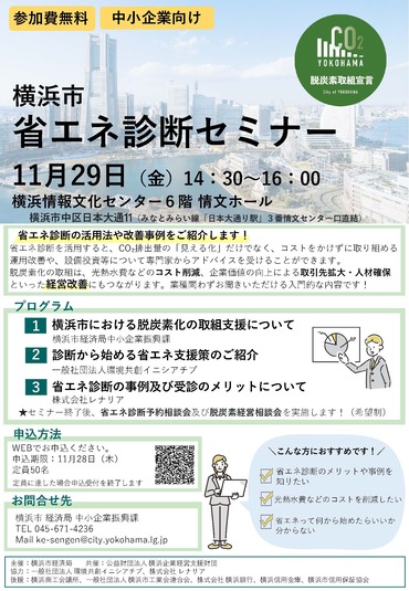 Energy saving diagnosis seminar flyer