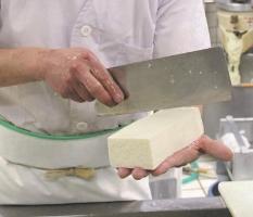 Cutting handmade tofu